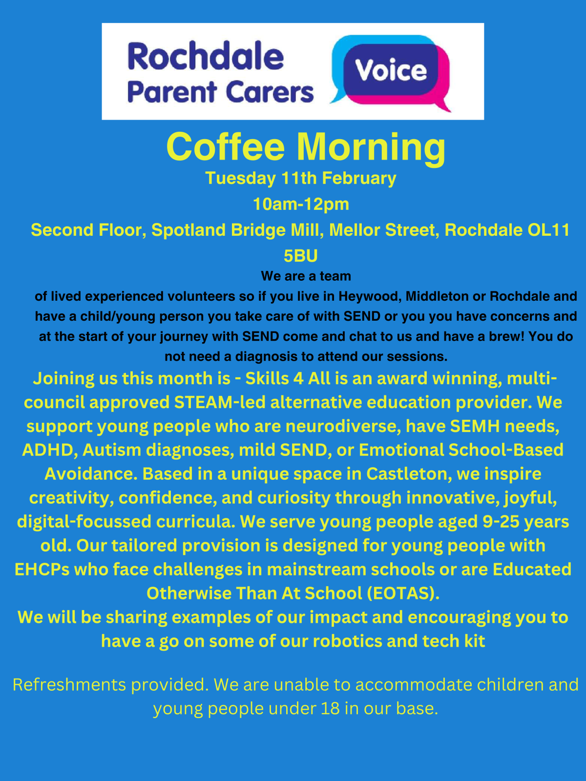 Rochdale Parents Carers Voice Coffee Morning details